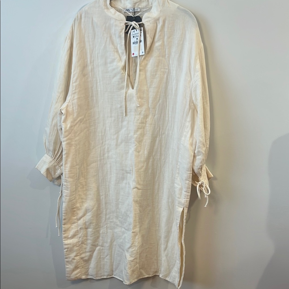 Zara White Long-Sleeve tunic/dress